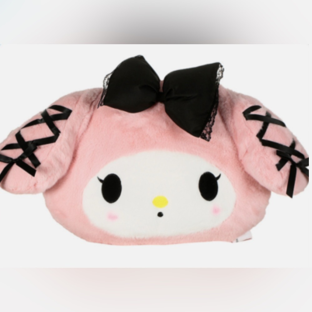 Sanrio My Melody Gothic Bow Plushie Pillow